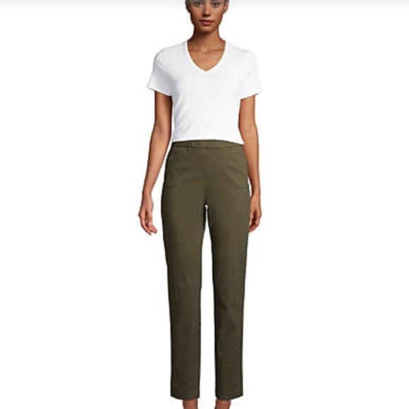 2 Midrise Pull On Cotton Chino Ankle Pants in black and olive - Picture 4 of 15